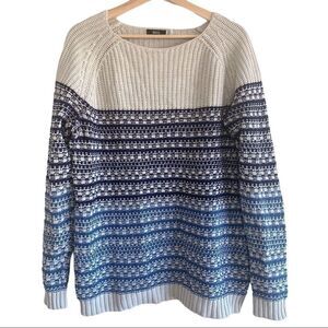 BDG Knitted Ribbed Blue and Cream Stripes Sweater